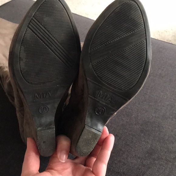 10, Mia, medium taupe, suede, wedge boots. - Picture 3 of 5